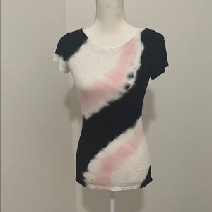 Women's Tie-Dye Top - Black and Pink